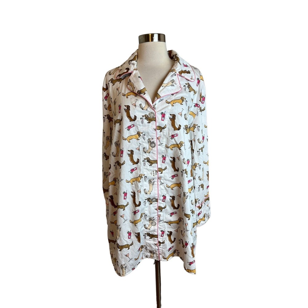 Toss Designs Sleep Shirt L/X Cocktail Winnies Button Down Pajamas